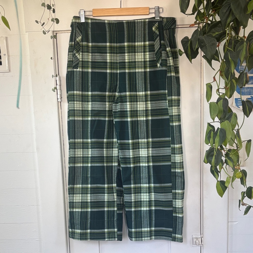 Free People Acadia Green Plaid Pants